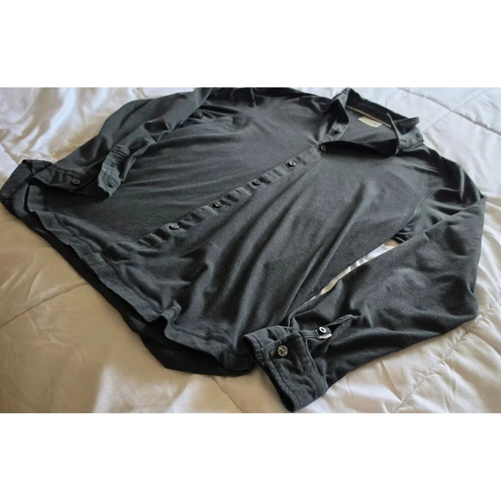 LINKSOUL Pacific Mens L Long Sleeve Button Shirt Golf Surf Black Stretch Cali
